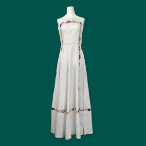 Fabulous 1960s 70s Vintage Embroidered Mexican Mariana Maxi Dress